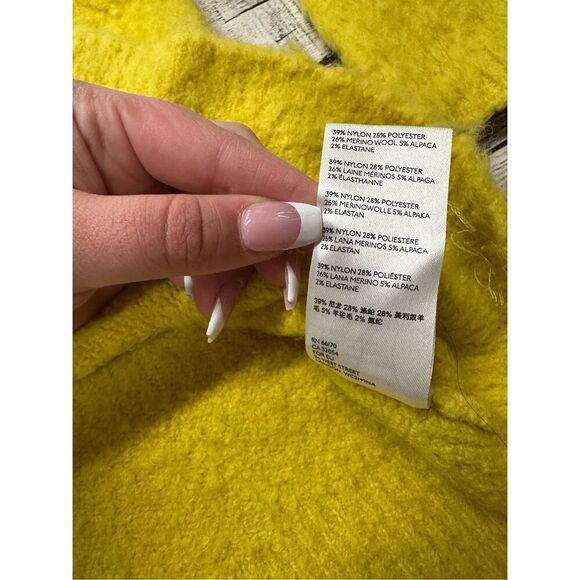 Anthropologie Simone Yellow V Neck Merino Wool Blend Long Sleeve Sweater | Small - Picture 7 of 8